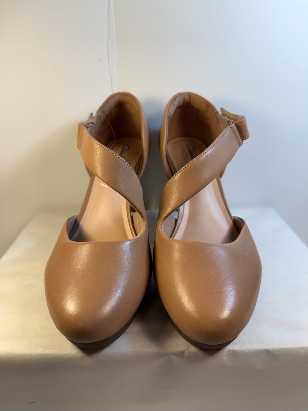 Clarks Tan Mary Jane Strap Heels - Picture 3 of 5